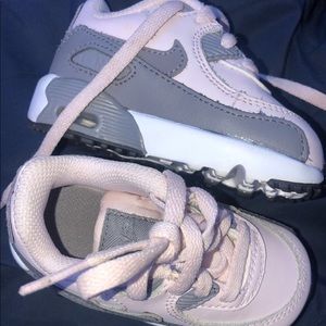 Toddler Girls Pink/Grey/White Nike Air Max 90s 4C